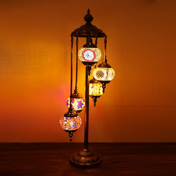 Turkish Moroccan Style Mosaic Multicolour Hanging Lamp Light Large Globe
