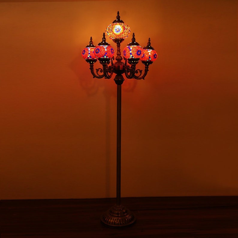 Turkish Moroccan Style Mosaic Multicolored Standing Floor Lamp Etsy