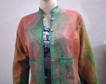 vintage Assorted Kantha Women Jacket Boho Handmade Banjara Handwork Print Jacket kantha hand stitch Old Jacket vintage Patchwork Jacket