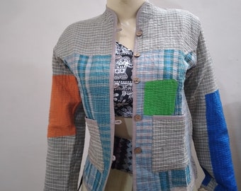 Indien Kantha Femme Veste Boho Fait à la main Banjara Handwork Print Jacket kantha couture à la main Old vintage Jacket vintage Patchwork Jacket