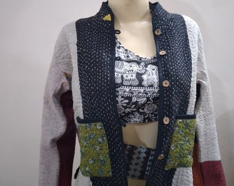 Assortiment Kantha Femme Veste Boho Fait à la main Banjara Handwork Print Jacket kantha couture à la main Old vintage Jacket vintage Patchwork Jacket