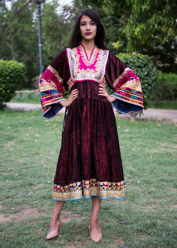 Vintage Embroidered Kuchi Frock Afghan dress vinta