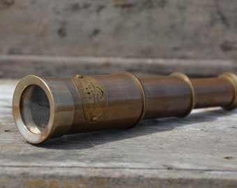 Amtique 10/" Solid Brass Decorative Collectible Decor Telescope with Tripod Stand