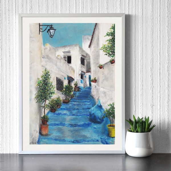 STREETS OF MOROCCO Dessin pastel - Impressions d’art - airbnb décor tendance maintenant