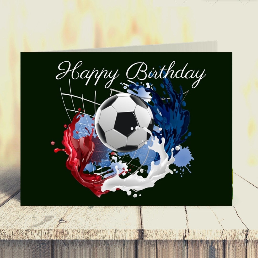 Football soccer Themed Birthday Card Etsy