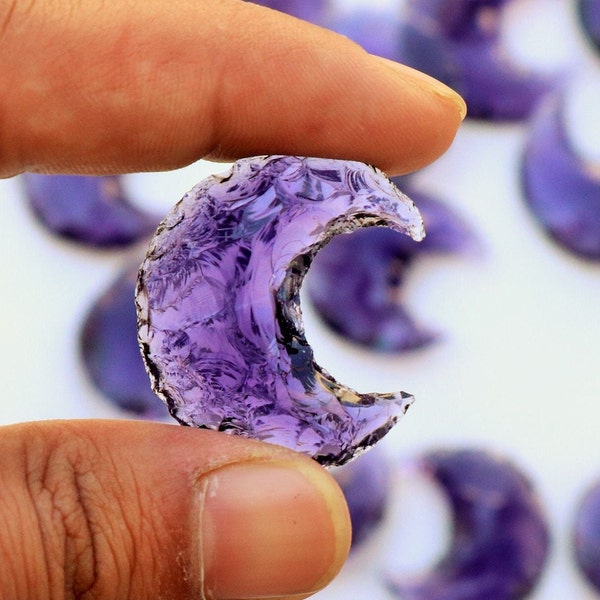 Wholesale Lot Amethyst Crescent Moon- Carved Moon- Moon For Making Jewelry- Healing Crystal- Loose Crescent Moon- Loose Gems