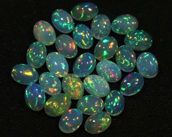 Ethiopian Opal Cabochon- Oval Shape Wholesale AAA Ethiopian Welo Fire Opal Gemstone- Making For Jewelry- Size-7x5mm Opal lot