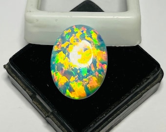 Awesome Fire Opal Cabochon, Lab Grown Opal Gemstone, Oval Ethiopian opal For Ring, Loose Stone, Opal Birthstone, Handmade polish
