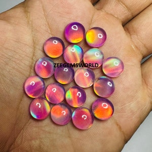 Calibrated Pink Aurora Opal Cabochon, Aurora Opal Smooth Round Doublet Cabs, Wholesale Opal Making For Jewelry