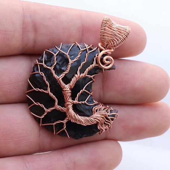 Ciondolo Pietra Di Luna / Collana Di Pietre Preziose Di Rame / Ciondolo Di Protezione / - Italia - Foto 12