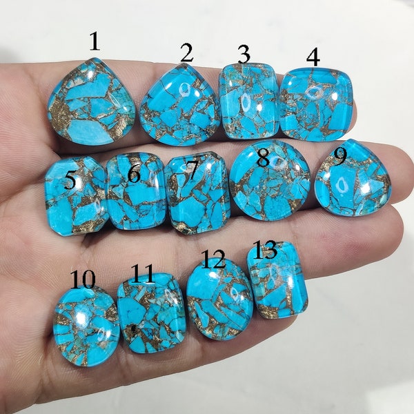 Turquoise Cabochon Doublet Gemstone- Copper Turquoise Loose Stone- Making For Jewelry- High Hand Polish Stone- Doublet Stone