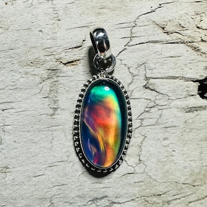 Rainbow Fire Aurora opal Pendant, Opal 925 Silver Pendant, Minimalist jewelry, Handmade Pendant, Gift for Wife Her