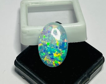 Excellent Fire Ethiopian opal Cabochon- Lab Grown White Fire Opal Gemstone- Oval Opal For Jewelry- Smooth Polish- 19x13x6 MM