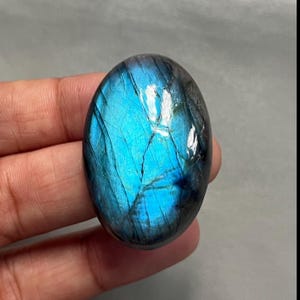 Sky Blue Labradorite Cabochon, Oval Natural Labradorite Gemstone, Handmade Polish Stone, Labradorite For Making Pendant, 37x24x8 MM