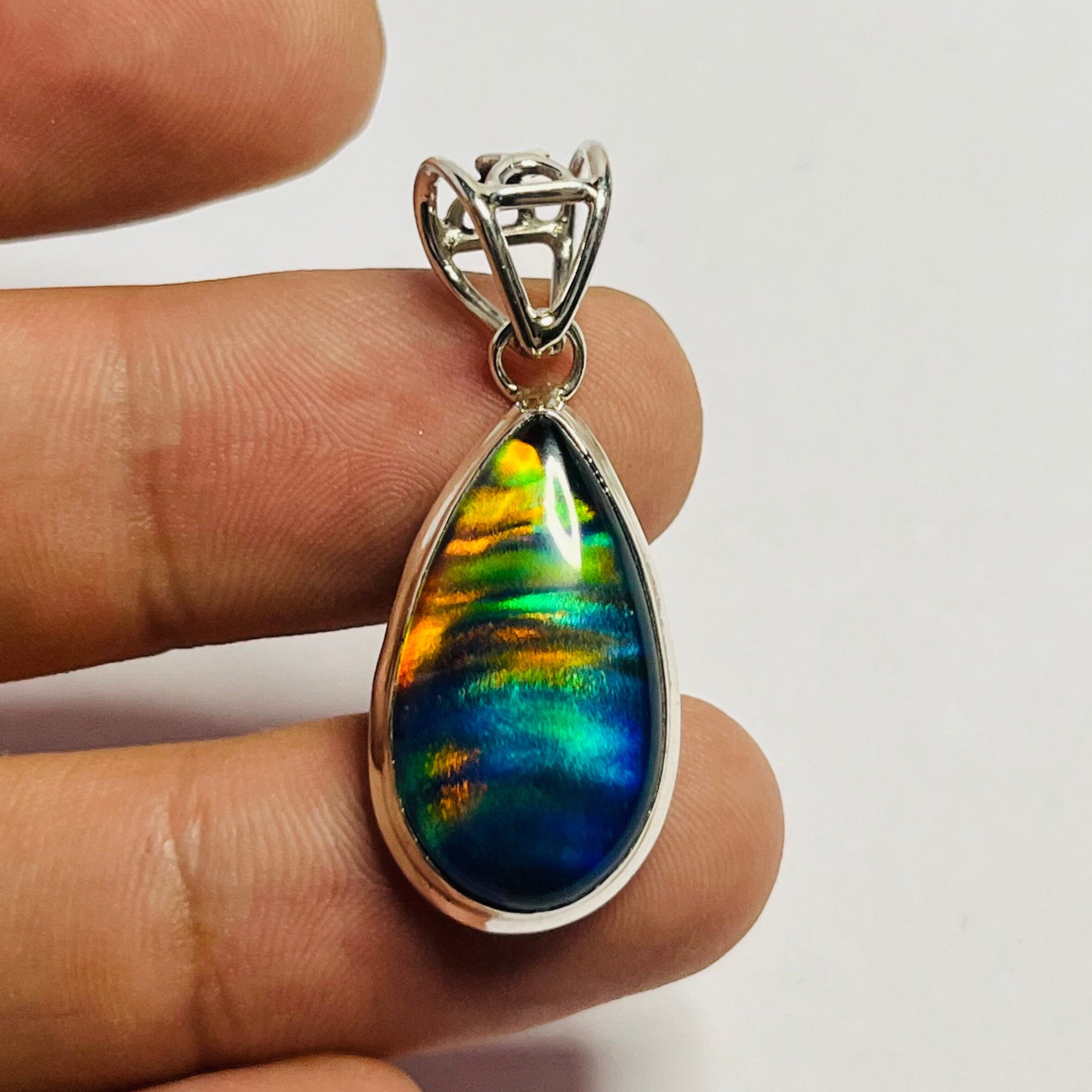 Collier Pendentif Opale Bleue 'Daddy's Little Girl' En Argent Sterling 925 - Cadeau Père Fille