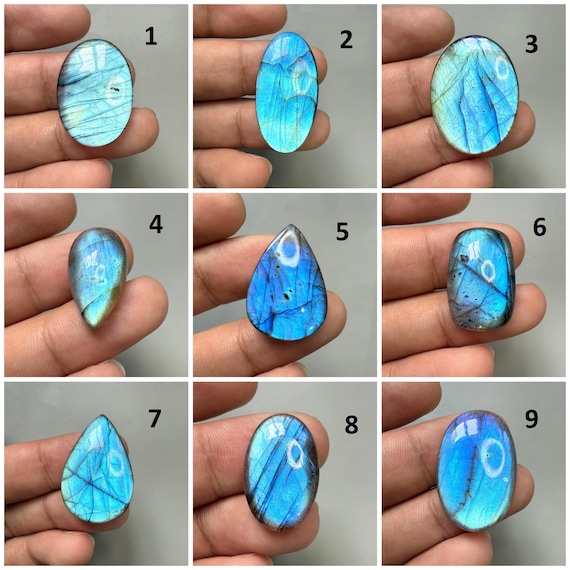 Natural Labradorite Cabochon, Blue Flashy Labradorite Gemstone, Handmade Healing Stone, Making For Jewelry