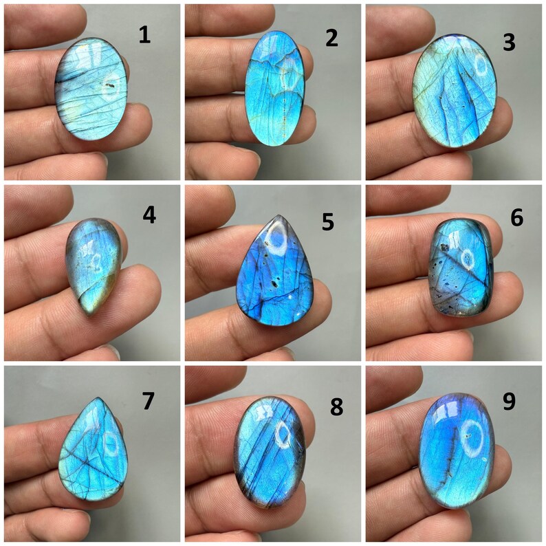 Natural Labradorite Cabochon, Blue Flashy Labradorite Gemstone, Handmade Healing Stone, Making For Jewelry