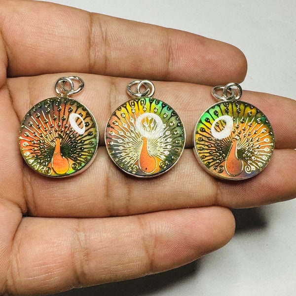 Peacock Pendant, Golden Opal Sterling Silver Necklace, Handmade Boho Jewelry, Everyday Pendant, Gift For Her