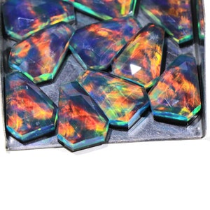 Aurora opal Coffin Gemstone- Faceted Coffin Stone-  Making For Jewelry- Size- 15x20 mm -Making For Jewelry- Rose cut coffin