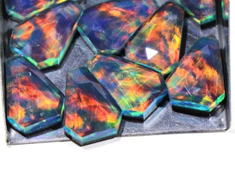Aurora opal Coffin Gemstone- Faceted Coffin Stone-  Making For Jewelry- Size- 15x20 mm -Making For Jewelry- Rose cut coffin