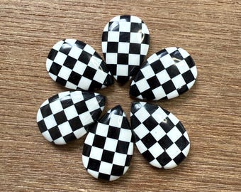 Pear White Opal Checkerboard Cabochon, Black Onyx Checkered Doublet, Opal Gemstone, Making For Jewelry, 18x12 MM