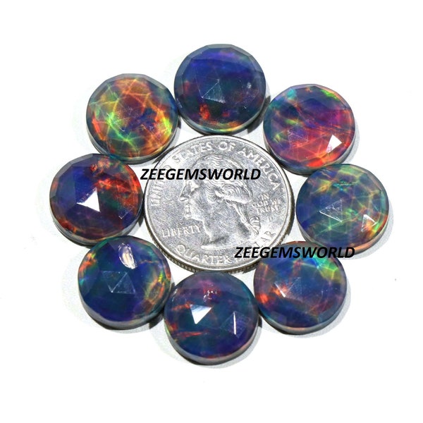 Calibrated Aurora Opal Gemstone- Rose Cut Round Aurora Opal Wholesale Lot- Welo Fire Opal Doublet Gemstone- Best For Jewelry