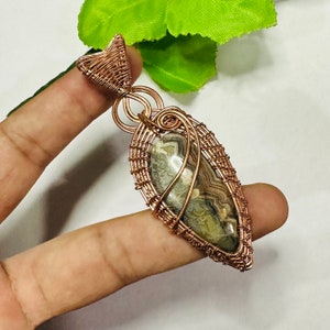 Crazy Lace Agate Pendant Wire Wrapped Handmade pendant Copper Wire Wrap Jewelry boho pendant Gift For her