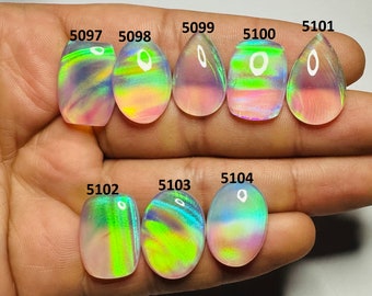 Smooth Fire Aurora opal Cabochon Gemstone- Mix shape Lot Aurora opal Doublet Stone- Making for Jewelry- Back side Flat