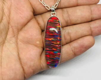 ブラックオパール925スターリングシルバーデザイナーペンダント