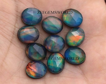 Wholesale Aurora Opal- Oval Shape Faceted Aurora Opal Doublet Gemstone- Use for Jewelry- Aurora Bulk Gemstone- Fire Opal