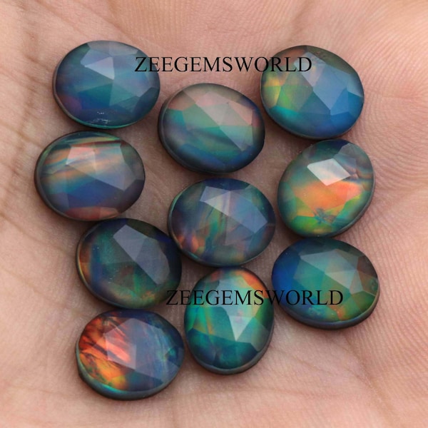 Wholesale Aurora Opal- Oval Shape Faceted Aurora Opal Doublet Gemstone- Use for Jewelry- Aurora Bulk Gemstone- Fire Opal