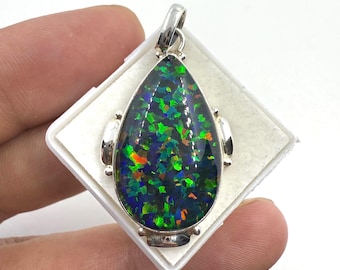 Australian Opal 925 Sterling Silver Necklace, Handmade Silver Pendant, Minimalist Jewelry, Gift For Her