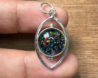 Black opal Silver Pendant ~ 925 Silver Necklace ~ Opal doublet Jewelry ~ Boho Pendant ~ Gift for Her