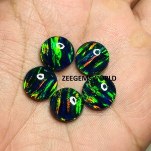 Attractive Gilson Aurora opal Cabochon, Round Shape Calibrated opal Doublet Gemstone, Best for Silver Jewelry, Opal Birthstone