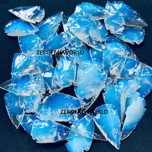 Opalite Arrowheads, Metaphysical Glass Crescent Arrowhead, Opalite Spear Heads, Hand Carved Arrowhead Stone, Making for jewelry