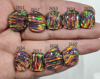 Cabochon Opale De Feu Arc-en-ciel Naturel 11 Carats Certifié - Pierre Précieuse Inde