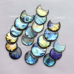 Labradorite Crescent Moon Cabochon- Wholesale Labradorite Moon Gemstone- Making for Pendant- Carved Moon- Loose Gemstone