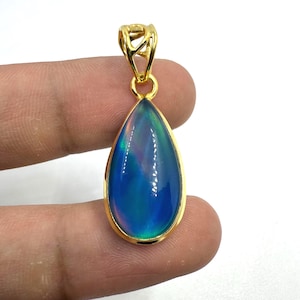 Aurora Opal 925 Silver Pendent, Vintage opal Necklace, Gold Vermeil Sterling Silver Jewelry, Bridal opal Pendant, Wedding Gift