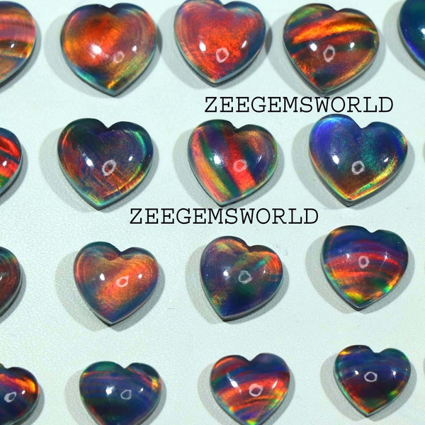 Aurora Opal Heart Shape Cabochons- Wholesale Lot Aurora Opal Doublet - Making for Jewelry- Loose Gems- Hand Carved Aurora Opal