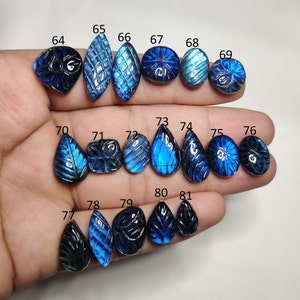 Labradorite Carved Gemstone- Blue Flashy Mix Shape Labradorite Cabochon Doublet- Making for Jewelry- Carving Cabochons