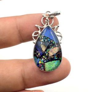 Opal Silver Pendant, 925 Sterling Silver Jewelry, Monarch opal Necklace, Dainty Pendant, Women&#39;s Silver Pendant, Gift for Her