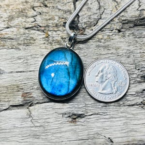 Blue Labradorite Pendant: 925 Sterling Silver Boho Necklace