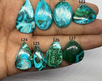 Natural Chrysocolla Malachite Cabochon, Hand Polish Gemstone Cabochon -Malachite Loose Stone, Cabochon For Jewelry, Malachite Gemstone