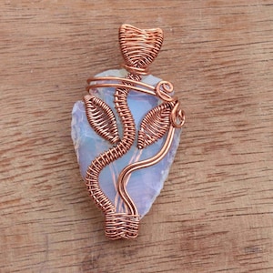 Arrowhead Pendant, Arrowhead Wire Wrap Pendant, Copper Wire Wrap Necklace, handmade Gemstone Jewelry, Birthday Gift, Gift For Mother