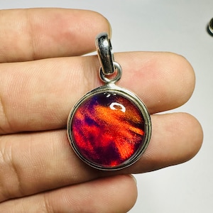 925 Sterling Silver Pendant Aurora opal Flame Fire Doublet Pendant handmade Minimalist Jewelry Gift For Wife her Welo Fire opal