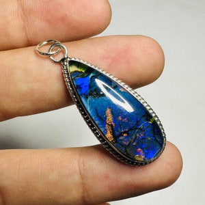 Dark Blue Monarch opal Sterling Silver Pendant Beautiful Sterling opal Necklace Handmade Silver jewelry Gift For Her Mom