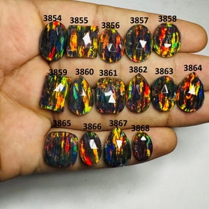 Calibrated Black Aurora Opal Doublet Cabochon- Gilson Opal Mix Shape Amazing Fire Opal Loose Gemstone- Making For Jewelry- Aurora Opal Gems