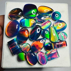 Mix Shape Aurora Opal Cabochon Gemstone, Wholesale Lot Aurora opal Doublet, Multi Fire Aurora Cabs, Making for Jewelry