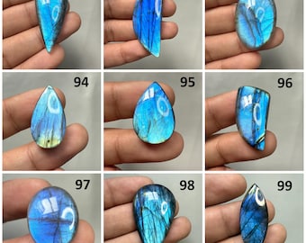 Blauwe flitsende labradoriet cabochon, natuurlijke labradoriet edelsteen, handgemaakte steen, maken voor ketting