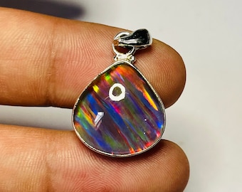 Black Opal 925 Silver Pendant Weo Fire Gilson Aurora Opal Handmade Silver Necklace Opal Jewelry Gift For Her Healing Stone